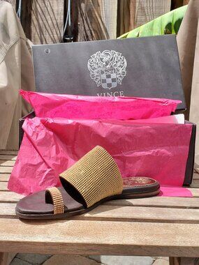 Vince Camuto Bronze Beaded Sandals Size 6